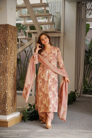 Cambric Cotton Printed Kurta Pant Dupatta Set for Women Clothsvilla