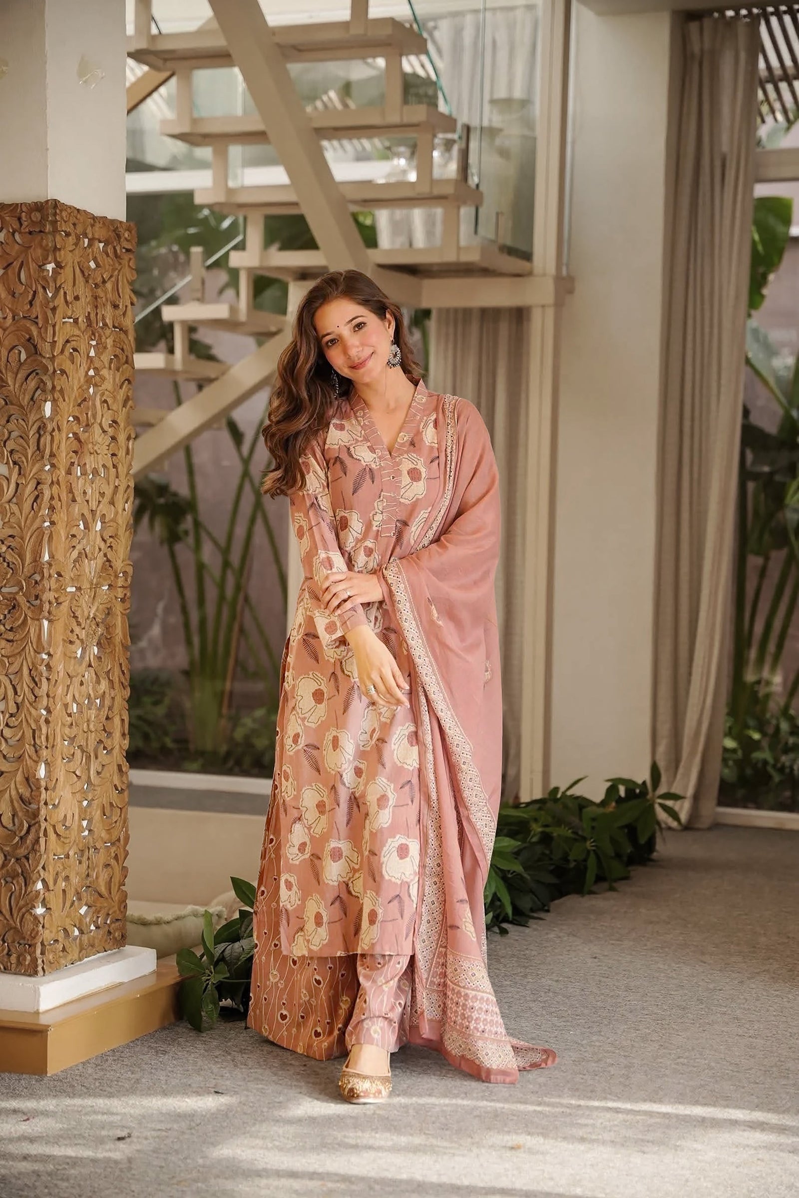 Cambric Cotton Printed Kurta Pant Dupatta Set for Women Clothsvilla