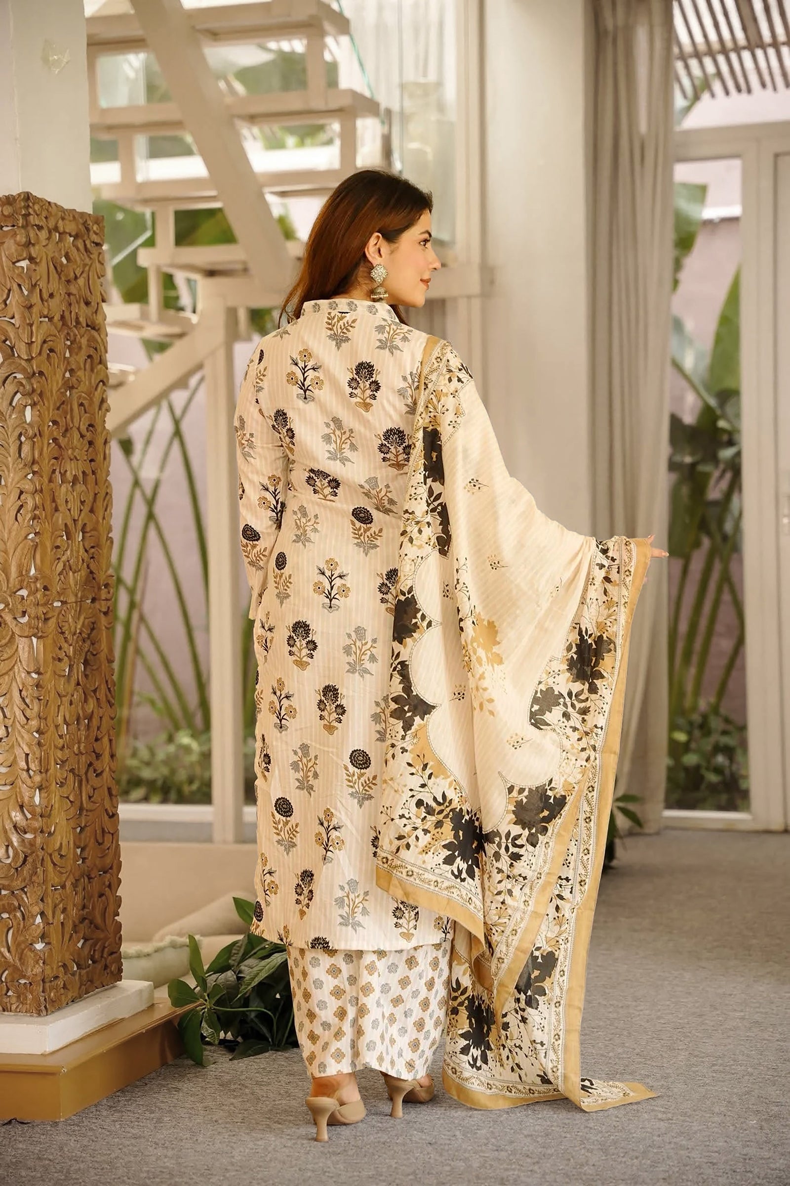 Cambric Cotton Printed Kurta Pant Dupatta Set for Women Clothsvilla