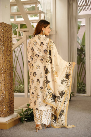 Cambric Cotton Printed Kurta Pant Dupatta Set for Women Clothsvilla