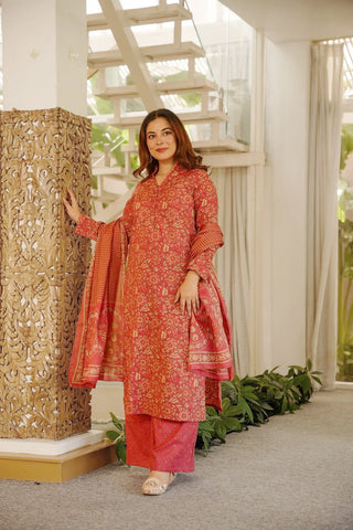 Cambric Cotton Printed Kurta Pant Dupatta Set for Women Clothsvilla