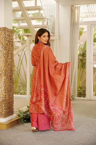 Cambric Cotton Printed Kurta Pant Dupatta Set for Women Clothsvilla