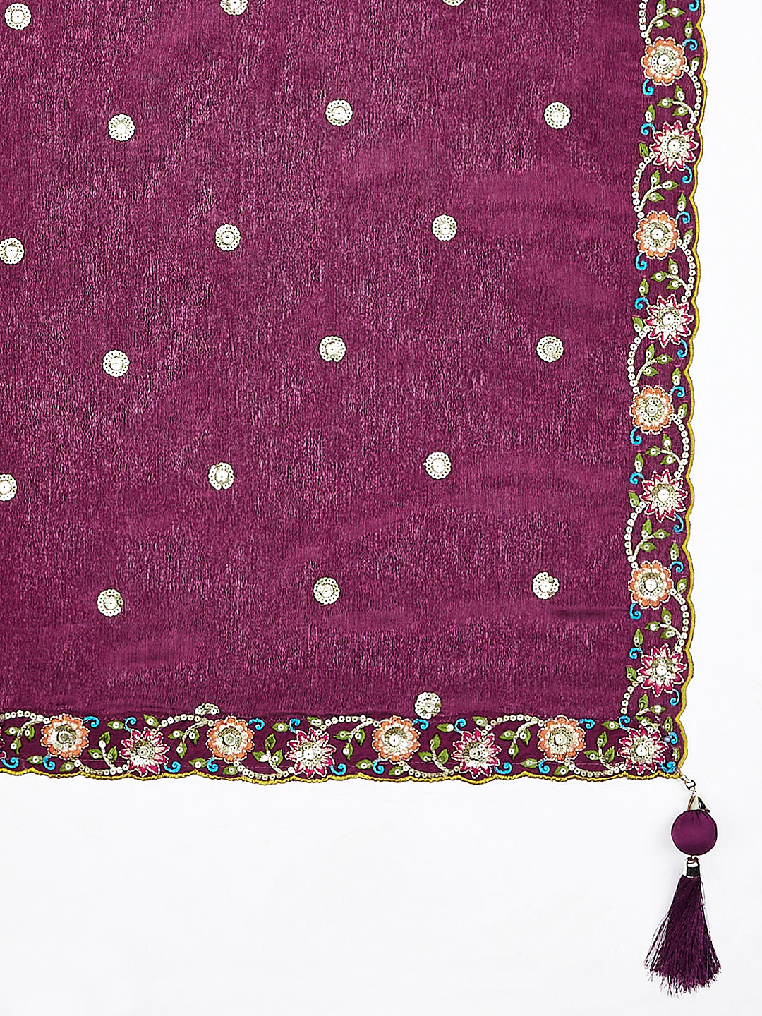 Captivating Burgundy Chiffon Lehenga Choli Set with Sequinned Embroidery and Position Print ClothsVilla