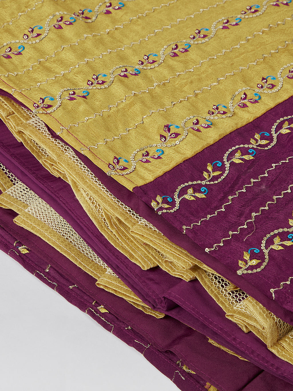 Captivating Burgundy Chiffon Lehenga Choli Set with Sequinned Embroidery and Position Print ClothsVilla