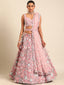 Captivating Coral Pink Net Lehenga Choli Set with Mirror Work and Sequins ClothsVilla