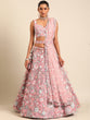 Load image into Gallery viewer, Captivating Coral Pink Net Lehenga Choli Set with Mirror Work and Sequins ClothsVilla