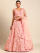 Load image into Gallery viewer, Captivating Coral Pink Net Lehenga Choli Set with Zardosi Embroidery ClothsVilla