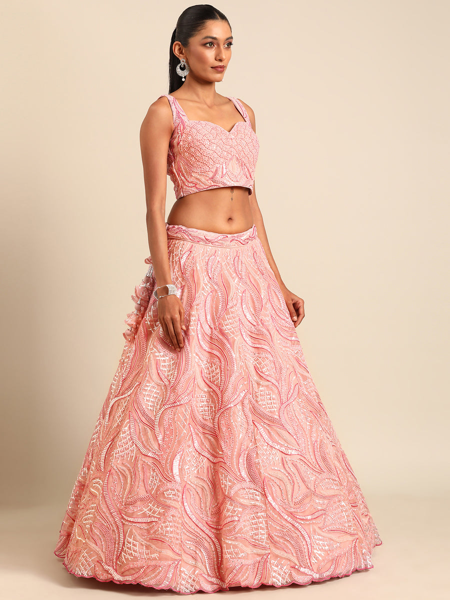 Coral Reef Lehenga style Choli Semi-Stitched Lehenga Choli