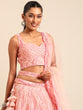 Load image into Gallery viewer, Captivating Coral Pink Net Lehenga Choli Set with Zardosi Embroidery ClothsVilla