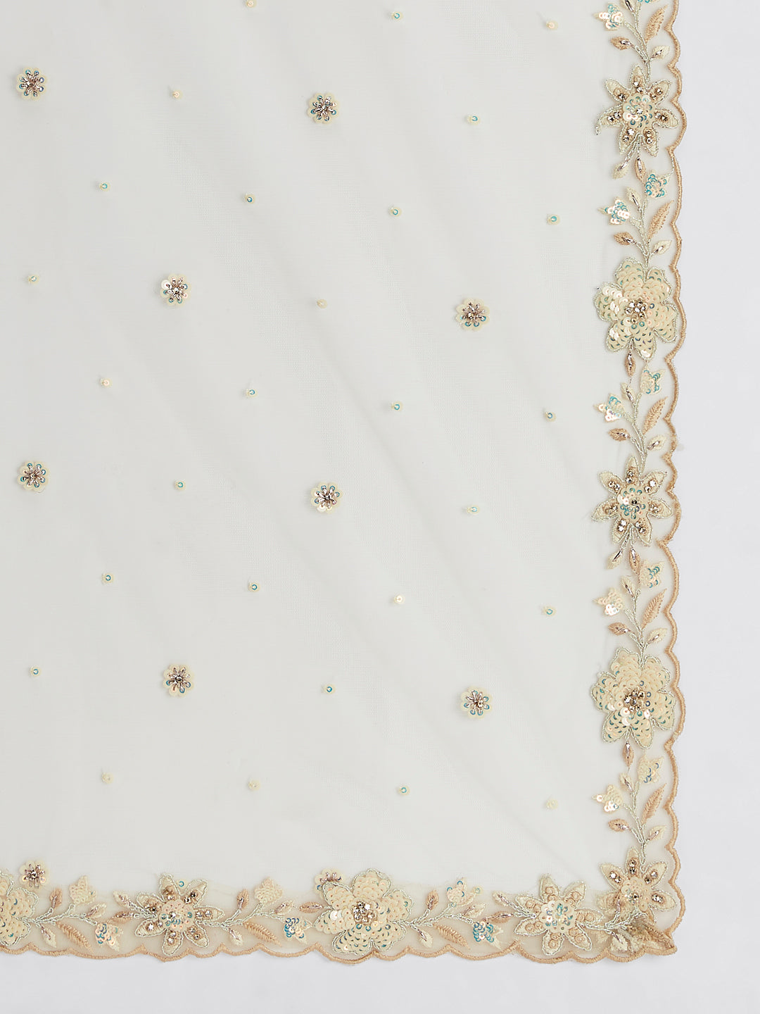 Captivating Cream Net Lehenga with Sequin & Zari Embellishments ClothsVilla