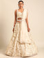 Captivating Cream Zari and Sequin Embroidered Lehenga Choli Set ClothsVilla
