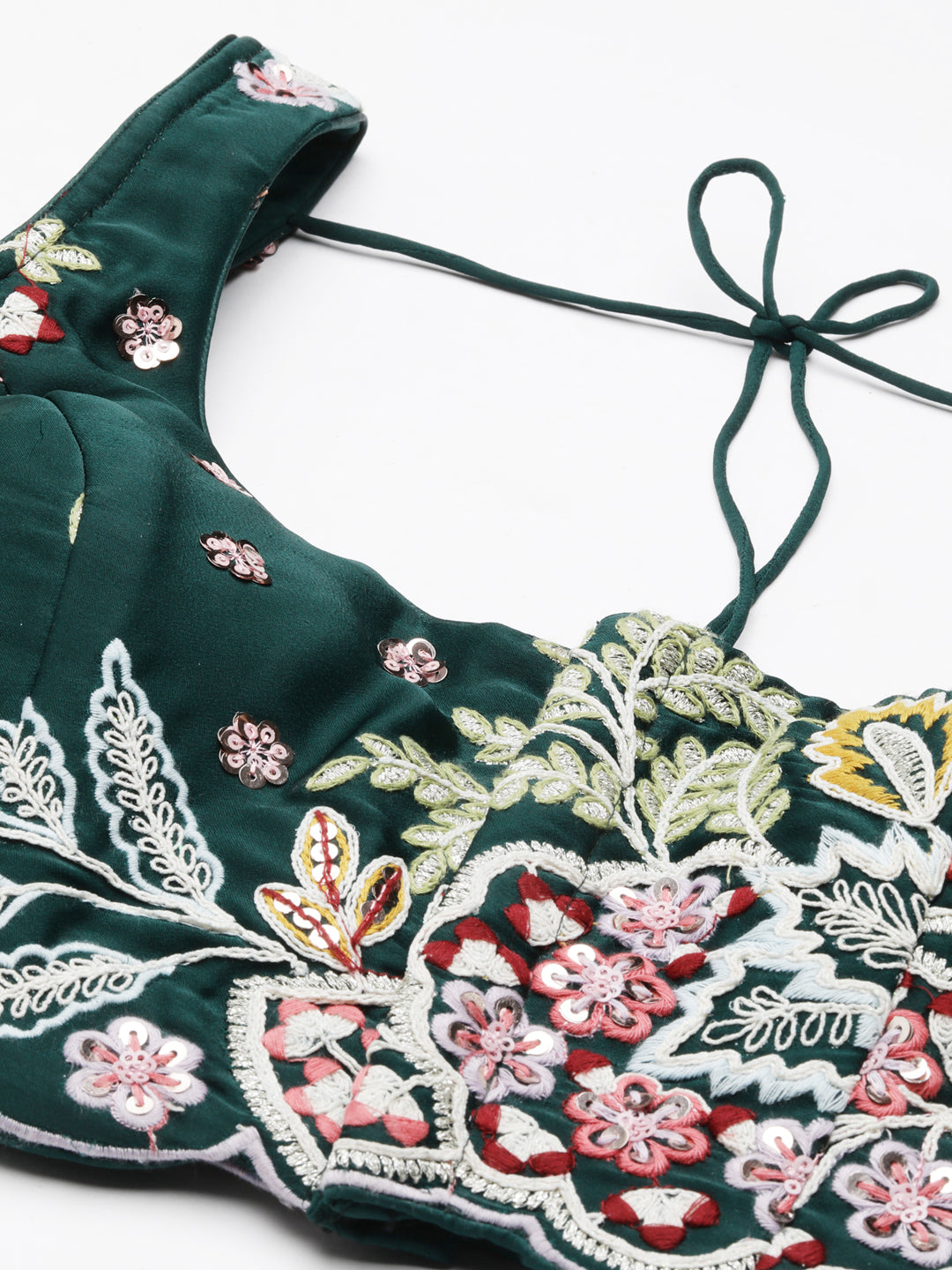 Captivating Green Sequinned Lehenga Choli Set - Mesmerize in Emerald Elegance ClothsVilla