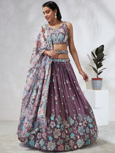 Load image into Gallery viewer, Captivating Lavender Sequinned Lehenga Choli Set with Thread Embroidery &amp; Multicolor Dupatta ClothsVilla