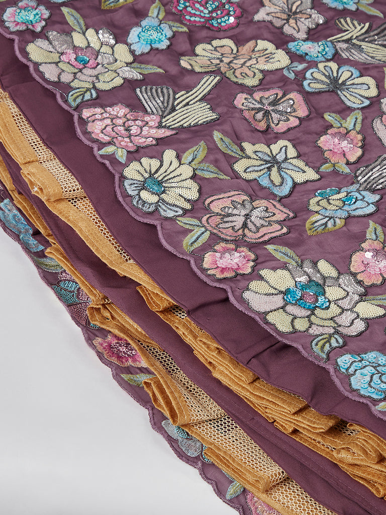 Captivating Lavender Sequinned Lehenga Choli Set with Thread Embroidery & Multicolor Dupatta ClothsVilla