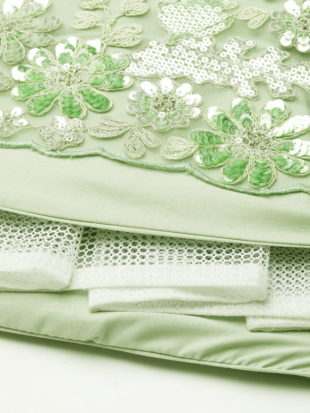 Captivating Lime Green Net Lehenga with Zari & Sequin Embroidery ClothsVilla