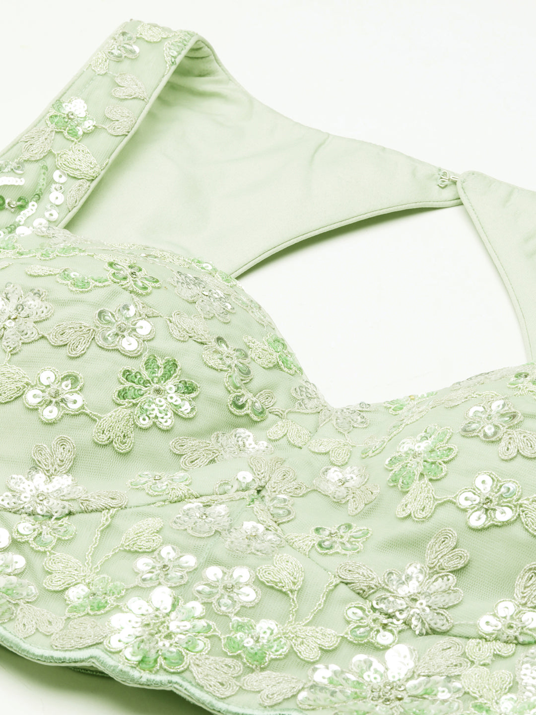 Captivating Lime Green Net Lehenga with Zari & Sequin Embroidery ClothsVilla