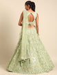 Load image into Gallery viewer, Captivating Lime Green Net Lehenga with Zari &amp; Sequin Embroidery ClothsVilla