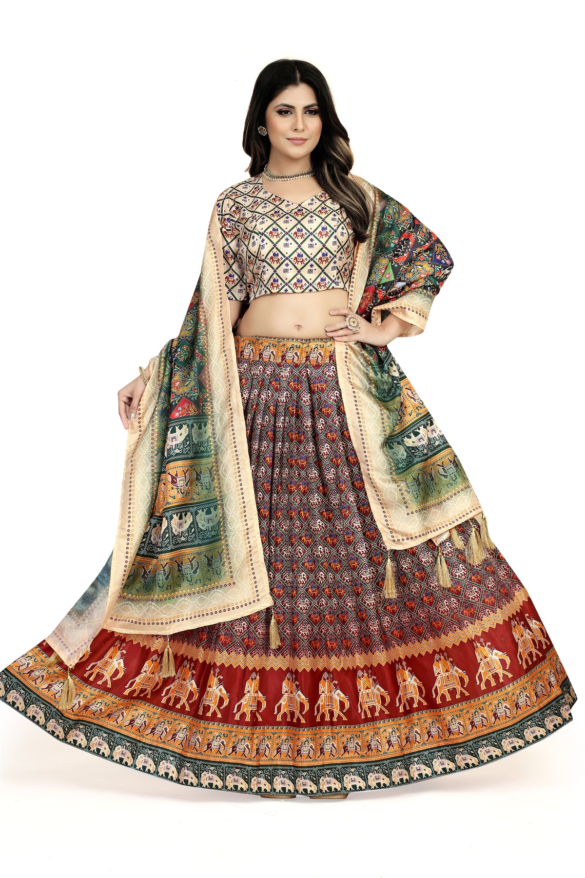 Captivating Multicolor Dola Silk Lehenga Choli - Perfect for Navratri Celebrations ClothsVilla Main image