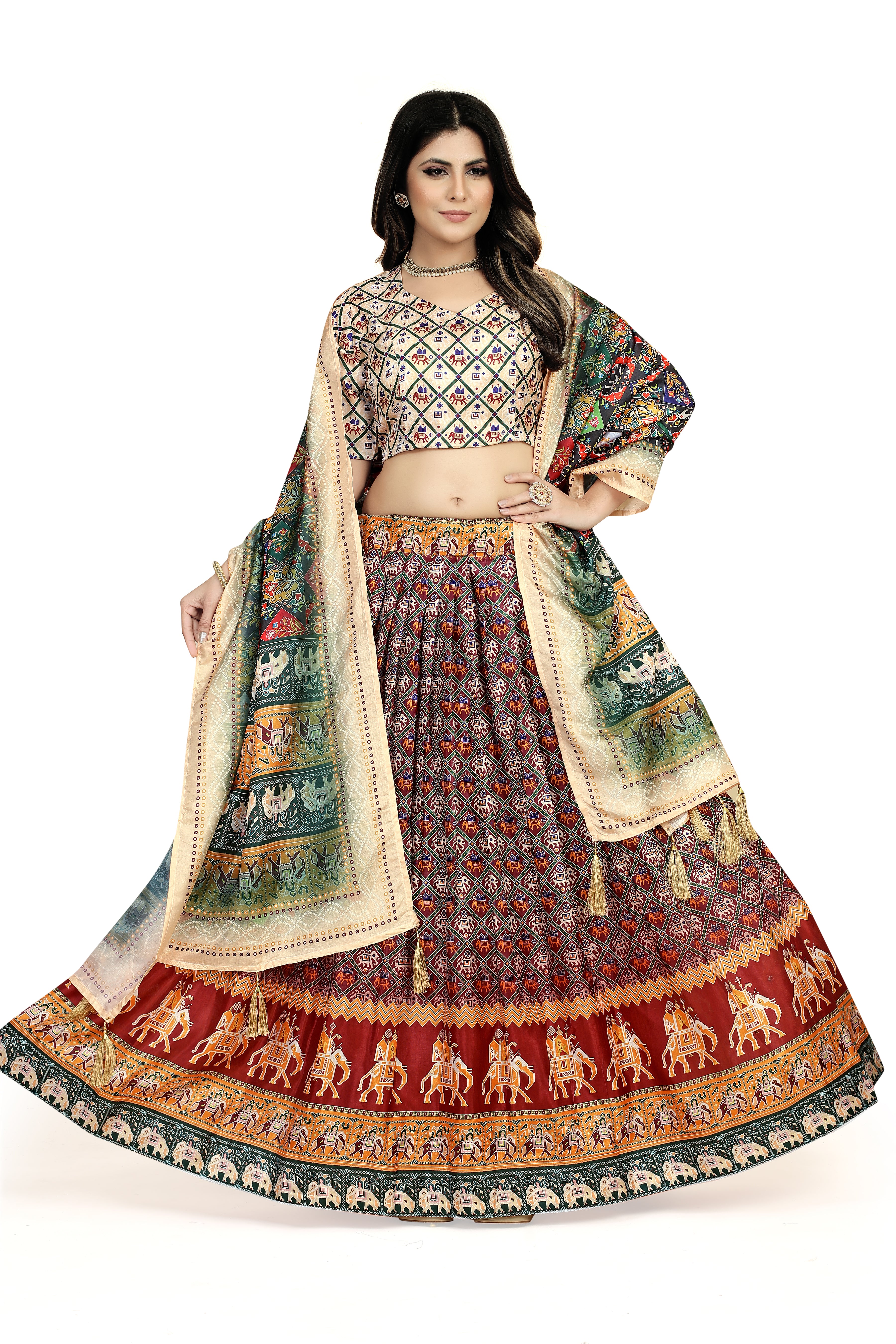 Captivating Multicolor Dola Silk Lehenga Choli - Perfect for Navratri Celebrations ClothsVilla Main image