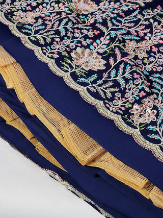 Captivating Navy Blue Sequinned Lehenga Choli Set with Mirror Work & Embroidery ClothsVilla