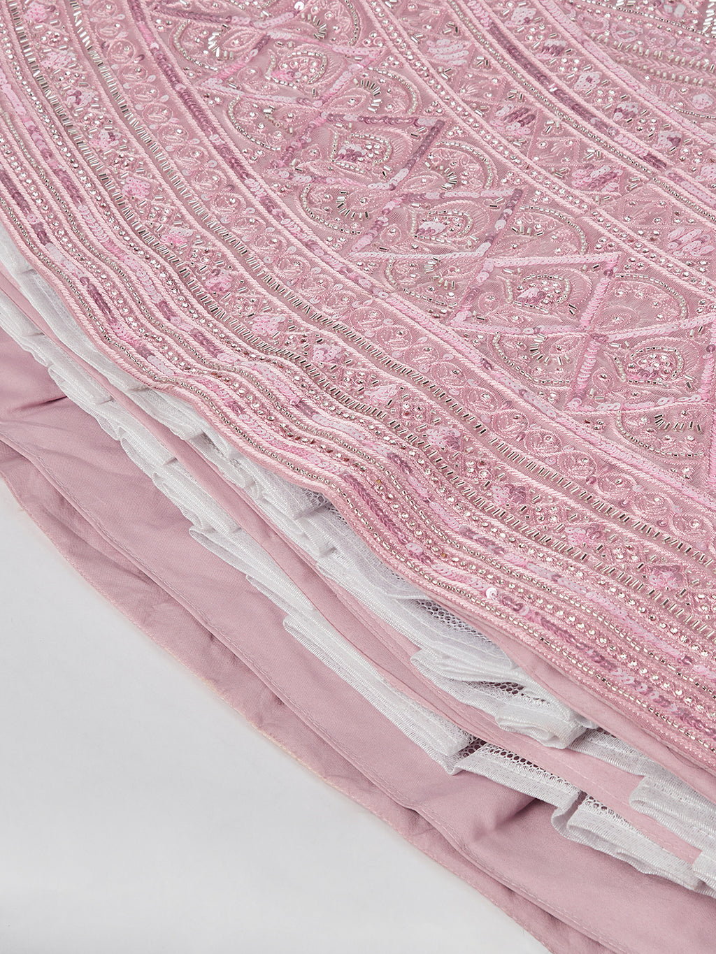 Captivating Pink Net Lehenga Choli Set with Cutdana, Sequins & Zardosi Embroidery ClothsVilla