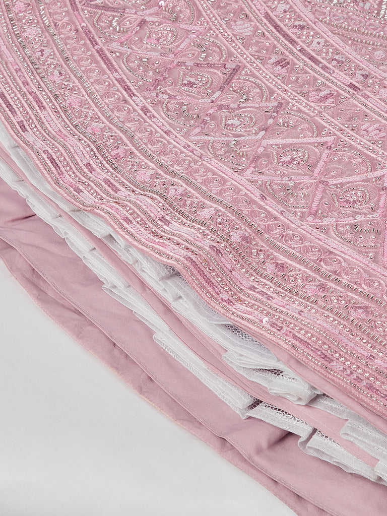 Captivating Pink Net Lehenga Choli Set with Cutdana, Sequins & Zardosi Embroidery ClothsVilla