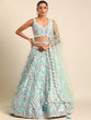 Load image into Gallery viewer, Captivating Turquoise Blue Organza Lehenga Choli Set with Sequin &amp; Zarkan Embroidery ClothsVilla