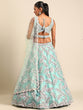 Load image into Gallery viewer, Captivating Turquoise Blue Organza Lehenga Choli Set with Sequin &amp; Zarkan Embroidery ClothsVilla