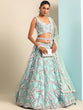 Load image into Gallery viewer, Captivating Turquoise Blue Organza Lehenga Choli Set with Sequin &amp; Zarkan Embroidery ClothsVilla