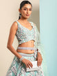 Load image into Gallery viewer, Captivating Turquoise Blue Organza Lehenga Choli Set with Sequin &amp; Zarkan Embroidery ClothsVilla
