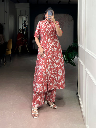 Carmine Printed Top & Bottom Set Clothsvilla