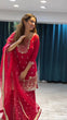Load image into Gallery viewer, Carmine Red Elegant Faux Georgette 3-Piece Sharara Set with Thread &amp; Sequin Work ClothsVilla