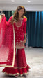 Load image into Gallery viewer, Carmine Red Elegant Faux Georgette 3-Piece Sharara Set with Thread &amp; Sequin Work ClothsVilla