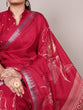 Load image into Gallery viewer, Carmine Red Silk Floral Printed Saree ClothsVilla