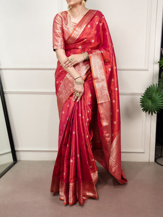 Carmine Red Traditional Kasavu Saree ClothsVilla