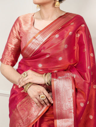 Carmine Red Traditional Kasavu Saree ClothsVilla