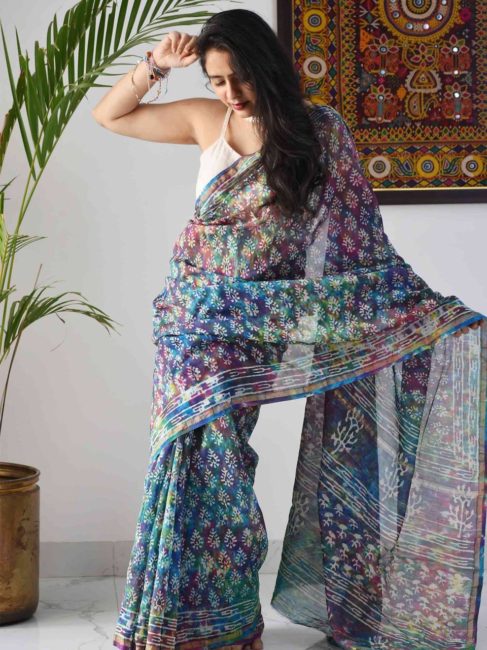Celebrate Holi in Style with Our Vibrant Digital Print Dola Silk Sarees ClothsVilla Main image