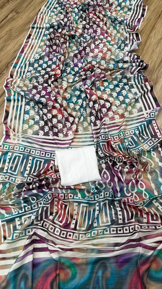 Celebrate Holi in Style with Our Vibrant Digital Print Dola Silk Sarees ClothsVilla