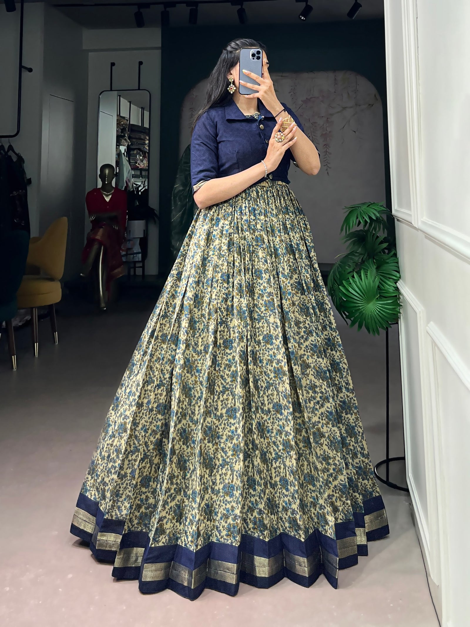 Chanderi Cotton Dress with Zari Weaving Koti