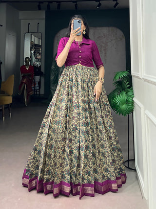 Chanderi Cotton Dress with Zari Weaving Koti