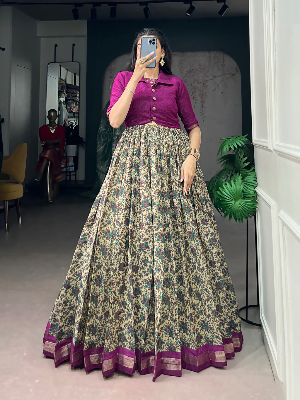 Chanderi Cotton Dress with Zari Weaving Koti