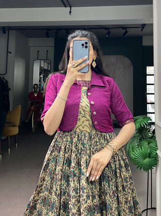 Chanderi Cotton Dress with Zari Weaving Koti