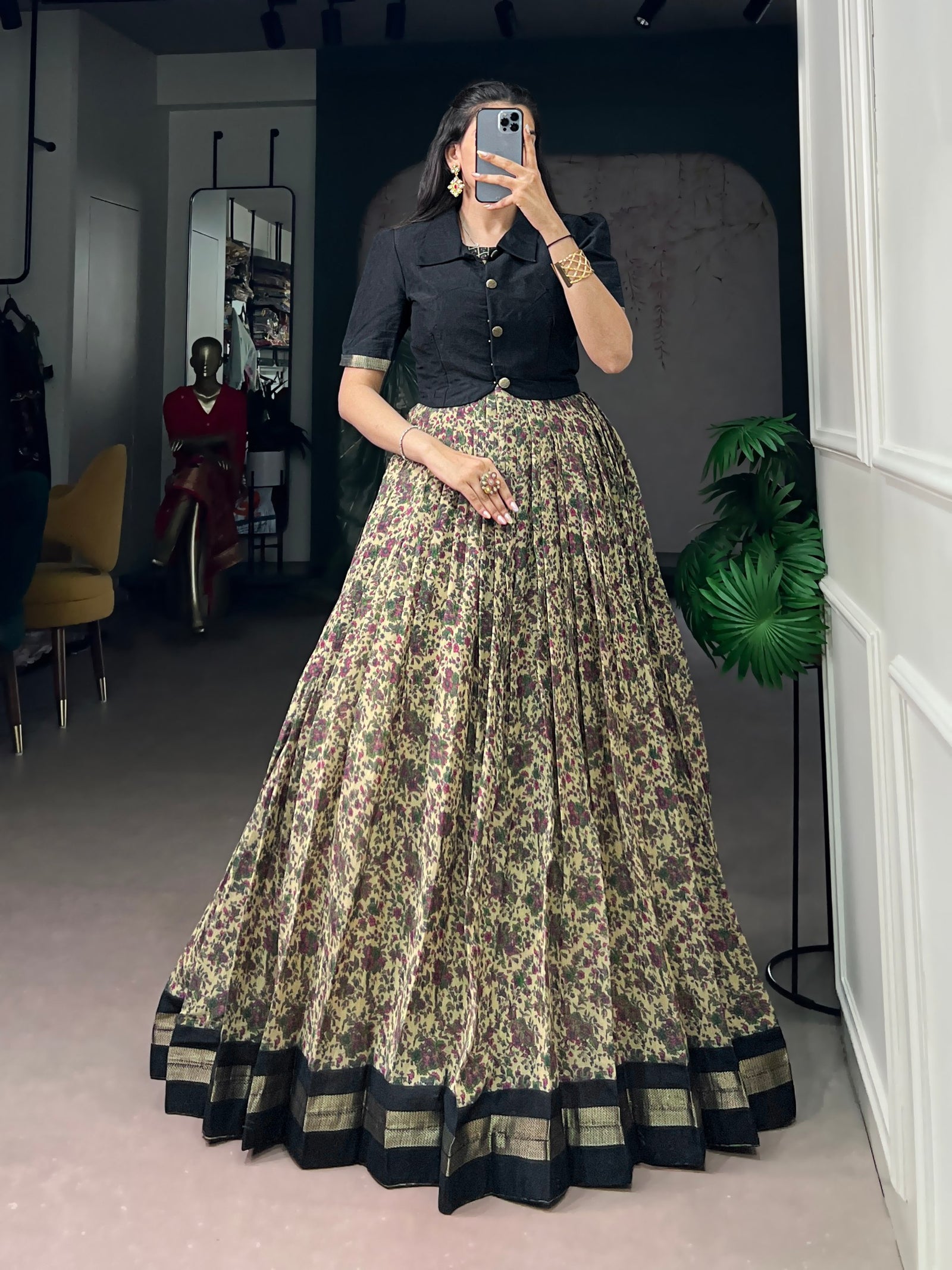 Chanderi Cotton Dress with Zari Weaving Koti