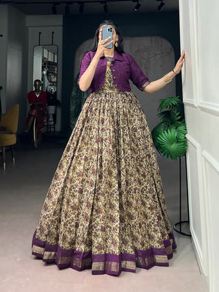 Chanderi Cotton Dress with Zari Weaving Koti