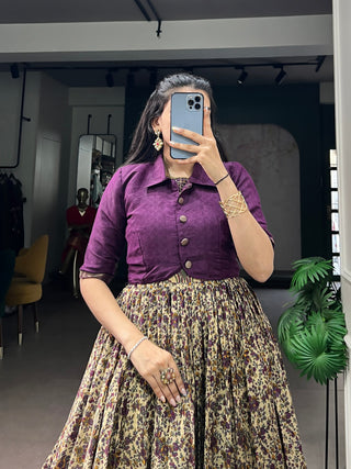 Chanderi Cotton Dress with Zari Weaving Koti
