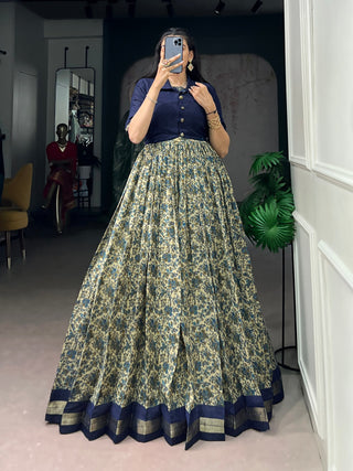 Chanderi Cotton Dress with Zari Weaving Koti