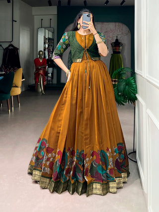Chanderi Kalamkari Dress with Zari Weaving Koti ClothsVilla