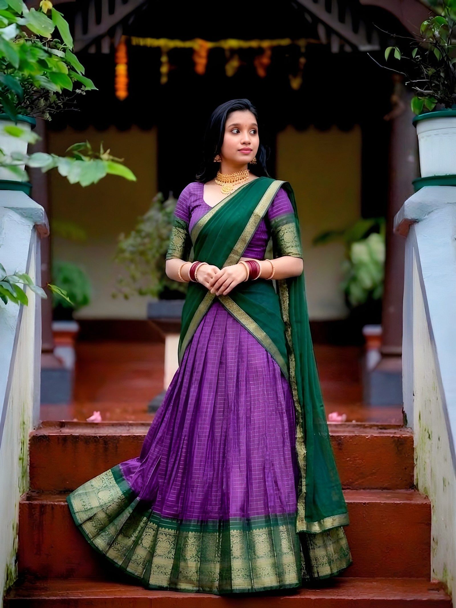 Chex Zari Weaving Lehenga Set ClothsVilla