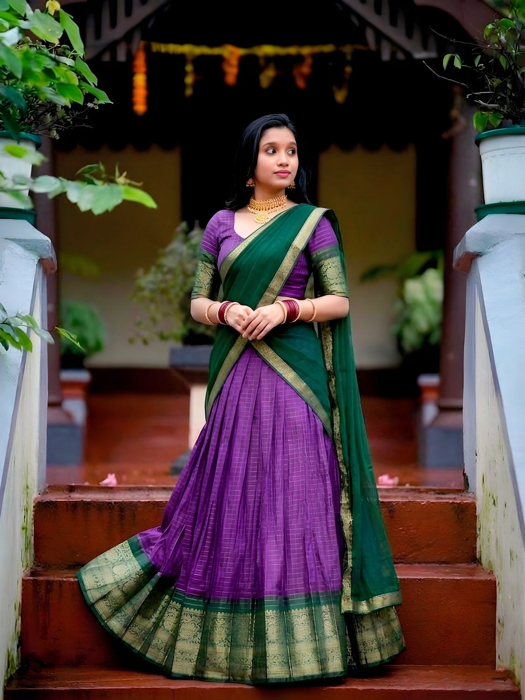 Chex Zari Weaving Lehenga Set ClothsVilla