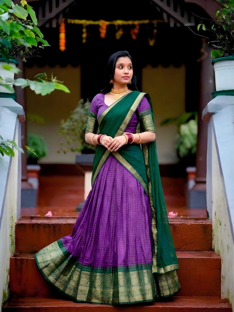 Chex Zari Weaving Lehenga Set ClothsVilla
